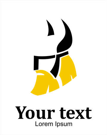 viking warrior head with beard and horned helmetのイラスト素材