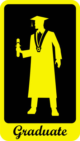 young graduate holding a diploma, full body silhouetteの写真素材