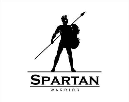 spartan warrior holding spear and shieldのイラスト素材