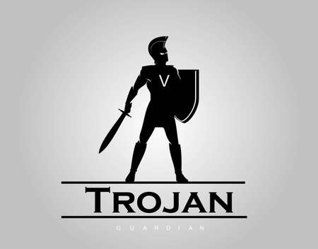 spartan warrior holding sword and shieldのイラスト素材