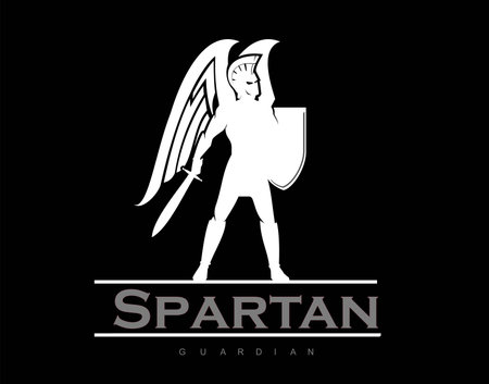 winged sparta holds sword and shieldのイラスト素材