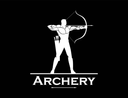 archer, archery in white on black backgroundのイラスト素材