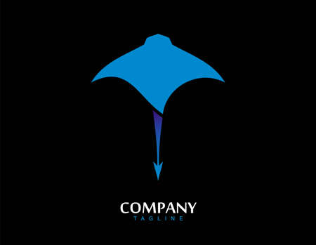 Elegant Stingray logo  suitable for marine company, fishing company, resort, seaside, travel, games, education, beach gift shop, etc.のイラスト素材
