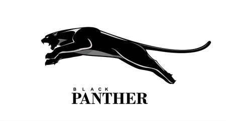 Fearless Panther. Leaping panther. Roaring Panther.のイラスト素材