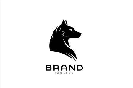 Dog, k 9, Black wolf, Wild wolf. Dog logo.  suitable for team mascot, community icon, emblem, product identity, illustration for clothing, etc.のイラスト素材