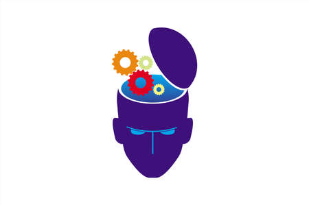 a person who is thinking, an open head with a question mark appearingのイラスト素材