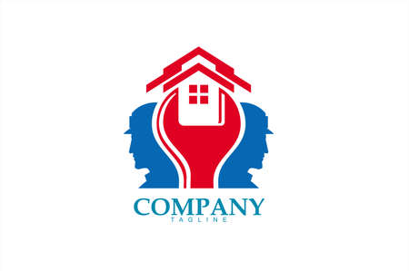 house fix, home repair. wrench, engineer silhouette and negative space house.のイラスト素材