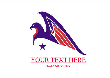 eagle and star in blue and redのイラスト素材