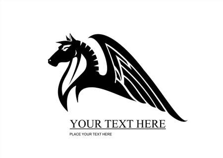 black pegasus spread its wingのイラスト素材