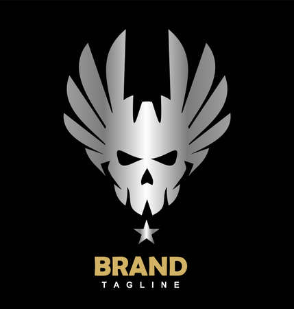 Winged Silver Skullのイラスト素材