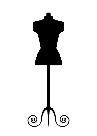 Female mannequin for tailor, black dummy in flat style.のイラスト素材