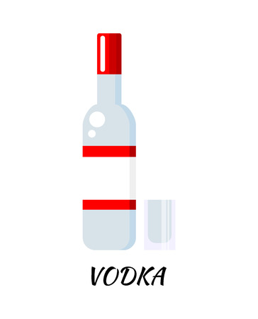 Vodka alcohol bottle in a flat styleのイラスト素材