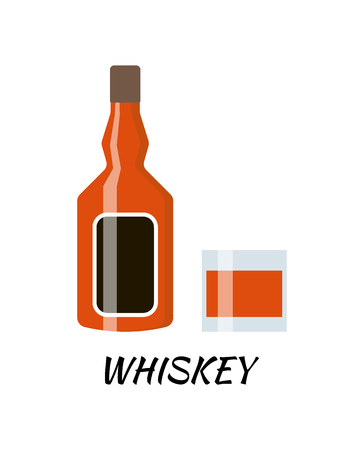 Vodka alcohol bottle in a flat styleのイラスト素材