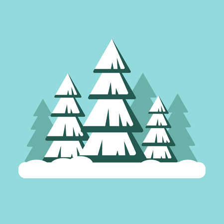 Christmas tree with snow. Snowy forest landscape - vector illustration. Happy new year, xmasのイラスト素材