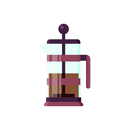 Vector flat brewer icon logo isolated on white background. Tea symbol, design element for restaurant menu, recipe, kitchen - stock illustrationのイラスト素材