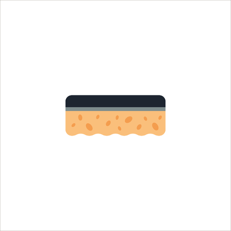 Dish washing sponge isolated on white background. Cleaning service icon, laundry detergent and disinfectant products, cleaner for toilet, bath flat vector illustration.のイラスト素材