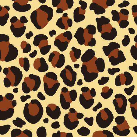 Leopard seamless pattern for fabric textile design, wild cat skin background, animal repeating texture vector illustrationのイラスト素材