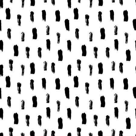 Monochrome brush stroke seamless pattern. Hand drawn striped repeating abstract background. Ink brushstrokes texture for print, fabric, textile vector illustrationのイラスト素材
