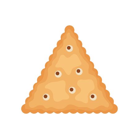 Cracker chips triangle shape isolated on white background. Biscuit cookies for breakfast, tasty snack food - vector illustrationのイラスト素材