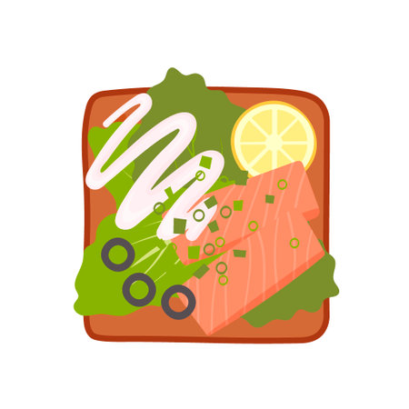 Sandwich top view set. Burger toast for healthy breakfast or lunch on white background. Fast food elements, flat vector illustration.のイラスト素材