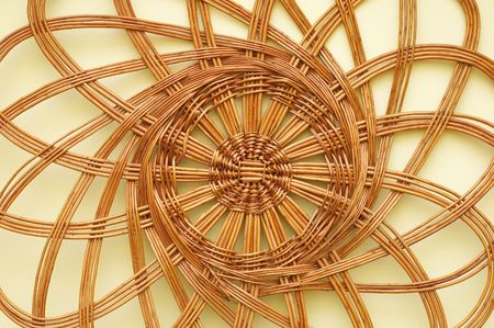 wattled handicraft design on the yellow wallの写真素材