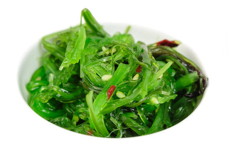 Japanese salad   1057;huka seaweed with sesame seeds, macro closeupの写真素材