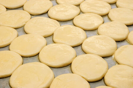 preparation of raw bakery at tray