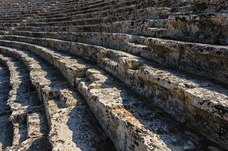 Ruins of theater in ancient Hierapolis, now Pamukkale, Turkeyの写真素材