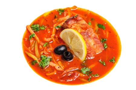 Russian and Ukrainian soup solyankaの写真素材