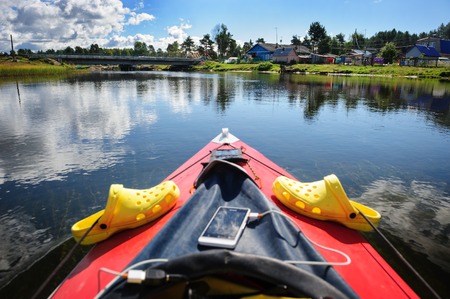 Kayaking in the Kareliaの写真素材