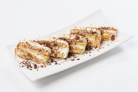 Semifreddo dessert with cookies and assorted nutsの写真素材