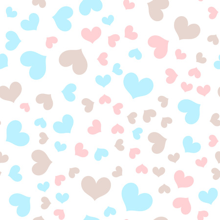 romantic chaotic seamless vector pattern made of multicolored hearts shapesのイラスト素材