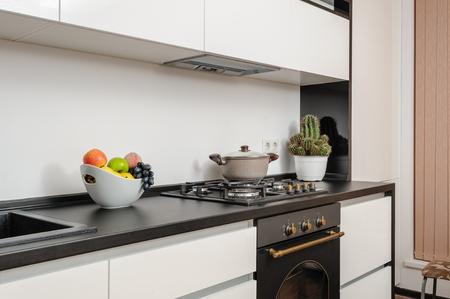 Classic black and white kitchenの写真素材