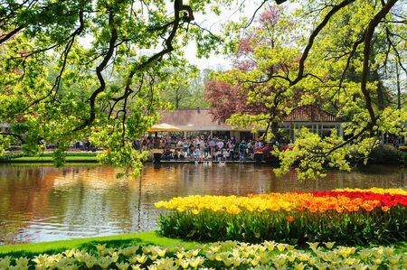 Flower beds of Keukenhof Gardens in Lisse, Netherlandsのeditorial素材