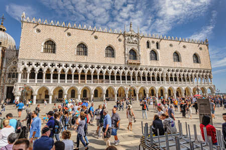 Doges Palace in Venice with tourists aroundのeditorial素材