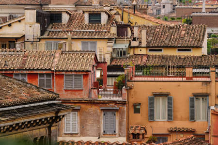 Panoramic view to Rome rooftops in historic part of cityの写真素材