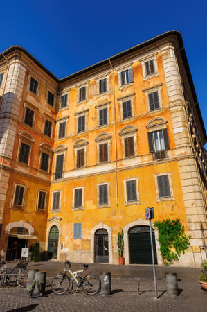 Typical view of usual old residential buildings in Rome, Italyのeditorial素材