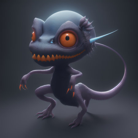 Bizarre unknown creature, cute and eerie at the same time, AI generated 3D illustration.の素材