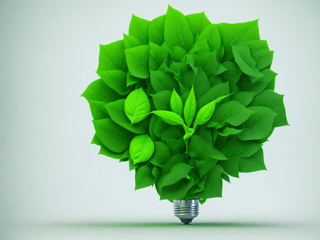 Abstract concept of green energy, alternative energy generation, renewable energy and environment conservation on our planet. AI generativeの写真素材