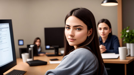 Office workers at work doing the daily routines. AI generated imageの素材