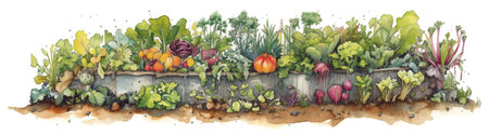 Gardening concept, watecolor banner illustration, AI generative imageの素材