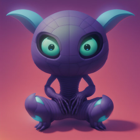 Tiny space creature figurine, both charming and unsettling. AI generatedの素材