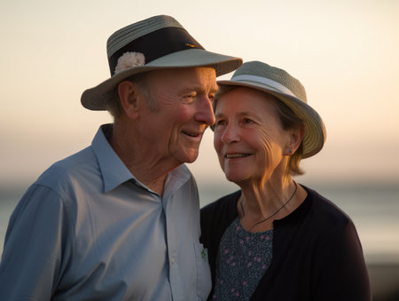 A man and a woman standing next to each other. AI generative imageの素材