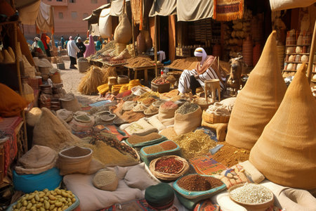 A market with lots of different types of food. AI generative imageの素材