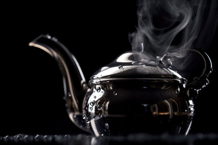 A teapot with steam coming out of it. AI generative imageの素材