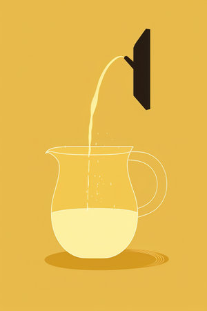 A pitcher of water being poured into a cup. AI generative imageの素材