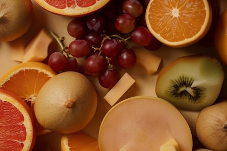 A bunch of fruit that are on a table. AI generative imageの素材