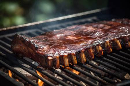 A close up of a steak on a grill. AI generative imageの素材