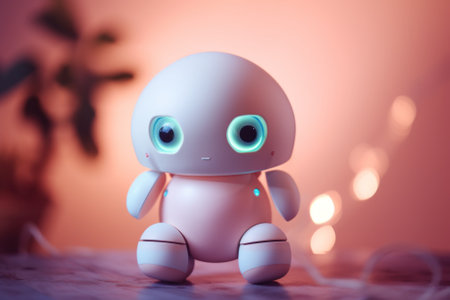 A small robot sitting on top of a table. AI generative image.の素材