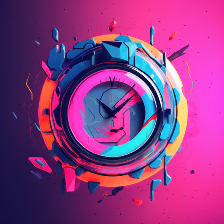 A clock that is in the middle of a wall. AI generative image.の素材